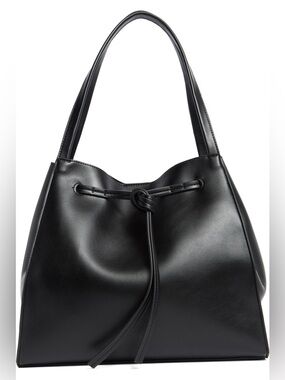 BCBG Black Leather Shoulder Tote